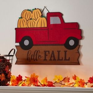 Holiday Living Felt Red Truck Hanging Decoration Wall Art 27" L